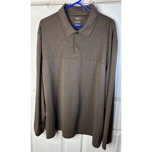 Haggar Cool 18 Pro Long Sleeve Polo Men's XXL Bronze Casual Dress Office Golf